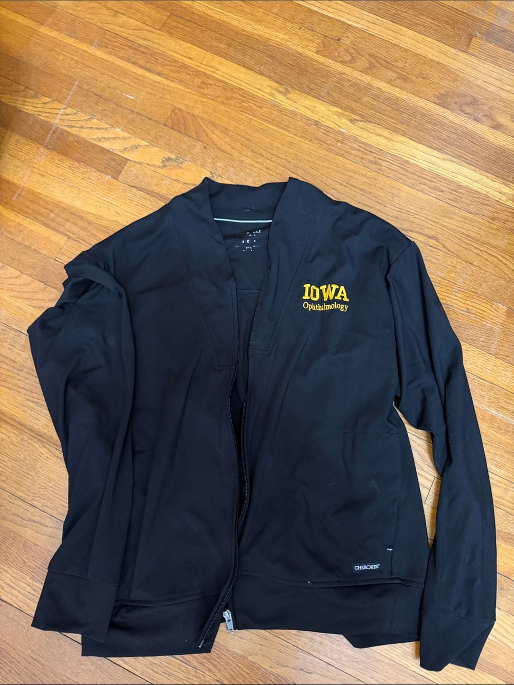 Cherokee Black Zip Utility Jacket with Gold Embroidery